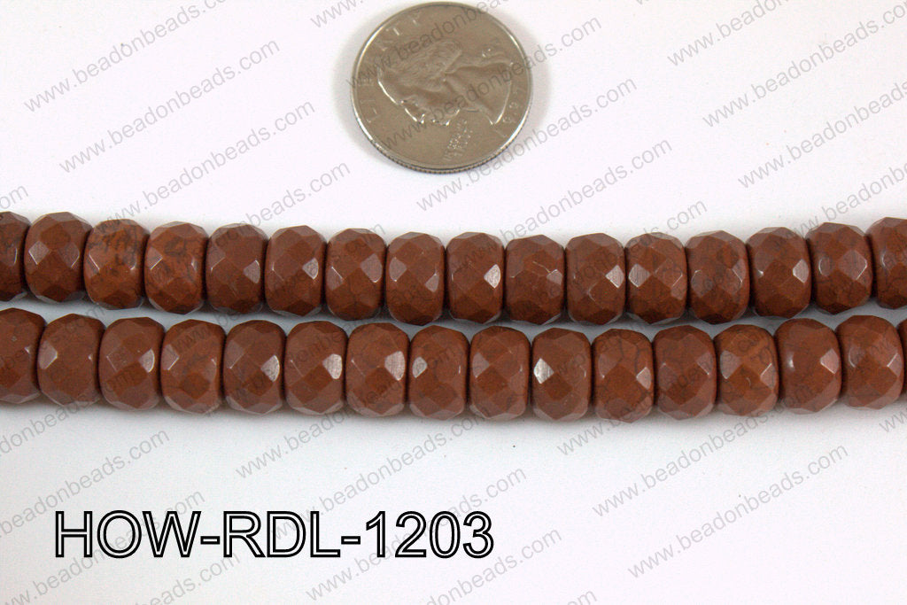 Howlite Rondelle Faceted Brown 12mm HOW-RDL-1203