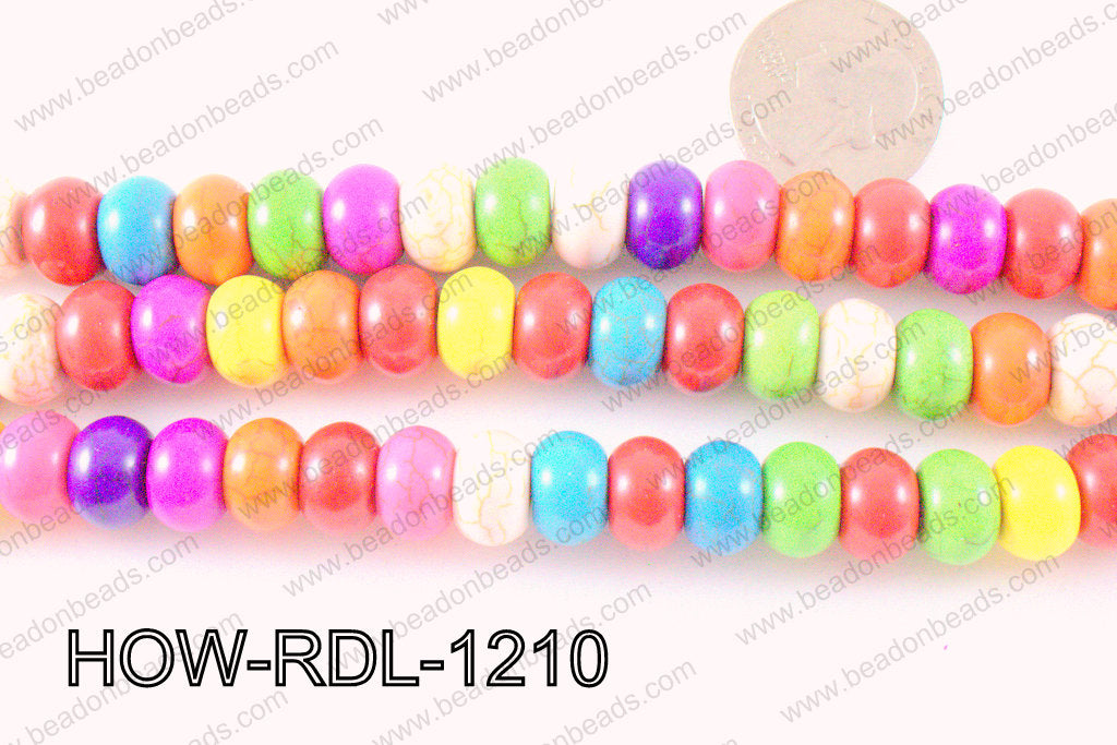 howlite rondelle multicolor 12mm HOW-RDL-1210