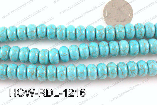 howlite rondelle turquoise 12mm HOW-RDL-1216
