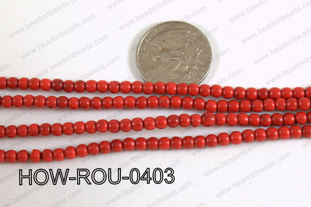 Howlite Round Red 4mm HOW-ROU-0403