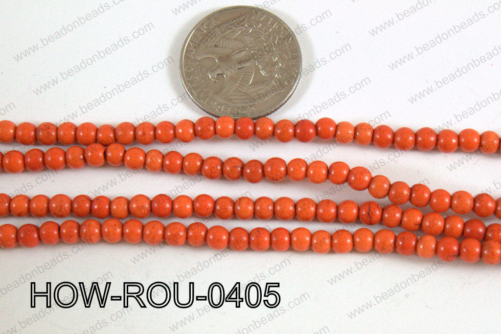 Howlite Round Orange 4mm HOW-ROU-0405