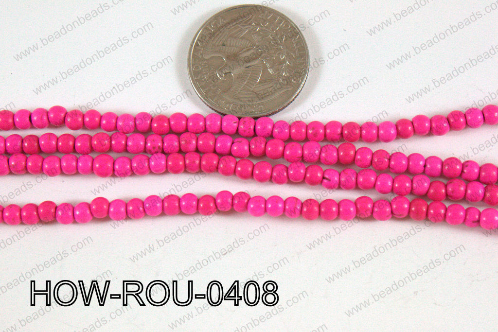 Howlite Round Hot Pink 4mm HOW-ROU-0408