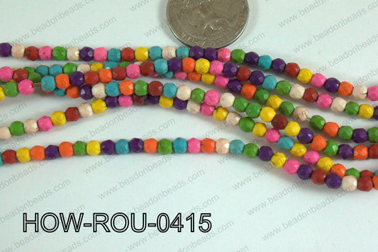 Howlite Round Faceted Multicolor 4mm HOW-ROU-0415