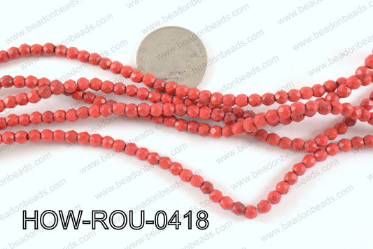 howlite round facted 48cut red 4mm HOW-ROU-0418