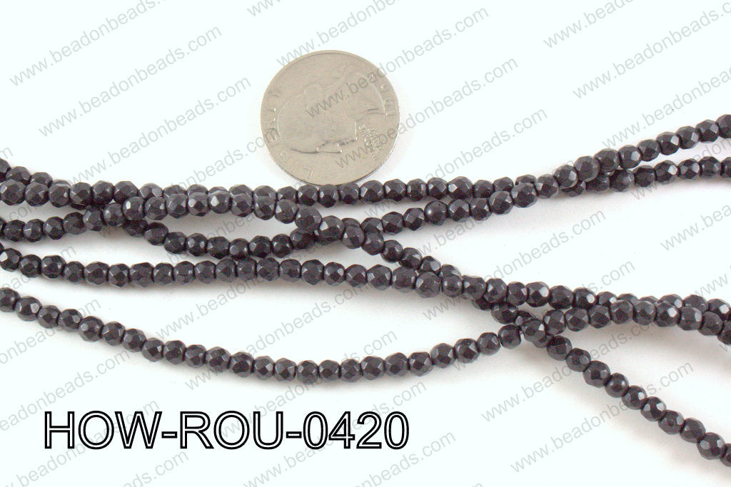 howlite round facted 48cut black 4mm HOW-ROU-0420