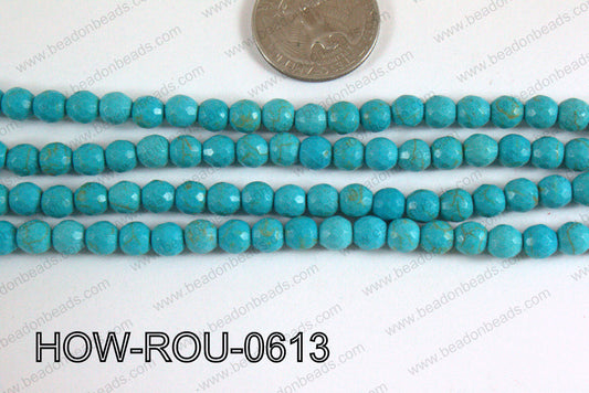 Howlite Round Faceted Turquoise 6mm HOW-ROU-0613