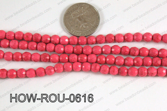 Howlite Round Faceted 96 cut Pink 6mm HOW-ROU-0616