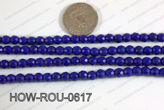 Howlite Round Faceted 32 cut Dark Blue 6mm HOW-ROU-0617