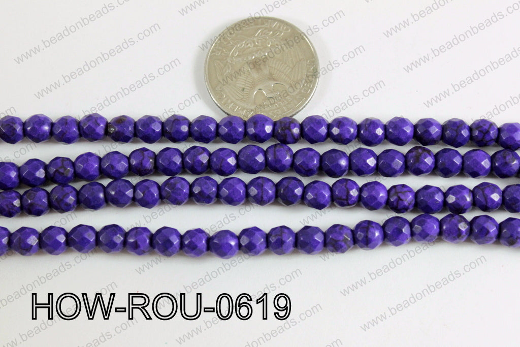 Howlite Round Faceted 32 cut Purple 6mm HOW-ROU-0619