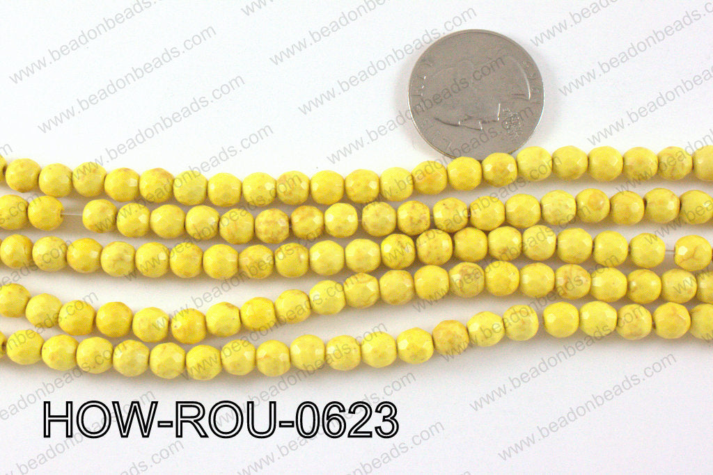 howlite round facted 48 cut yellow 6mm HOW-ROU-0623