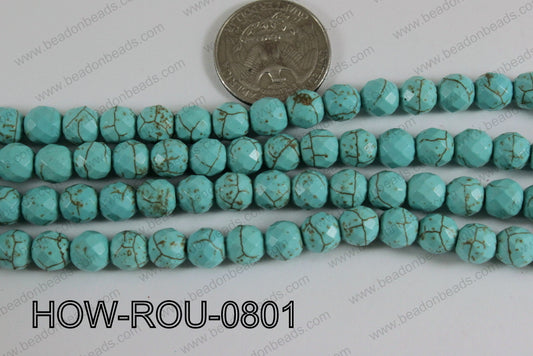 Howlite Round Faceted 32 cut Turquoise 8mm HOW-ROU-0801