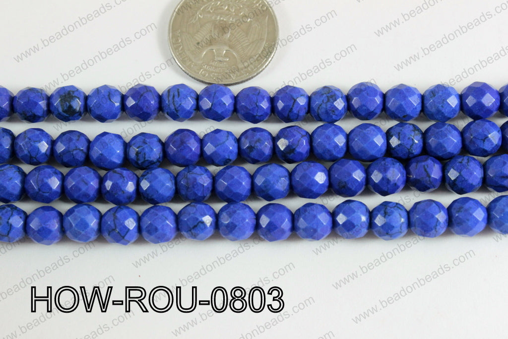 Howlite Round Faceted 32 cut Dark Blue 8mm HOW-ROU-0803