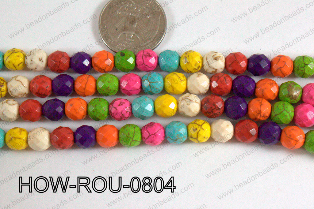 Howlite Round Faceted 32 cut Multicolor 8mm HOW-ROU-0804