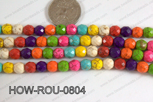 Howlite Round Faceted 32 cut Multicolor 8mm HOW-ROU-0804