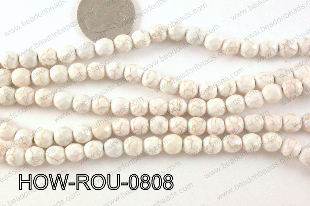 howlite round facted 48 cut white 8mm HOW-ROU-0808