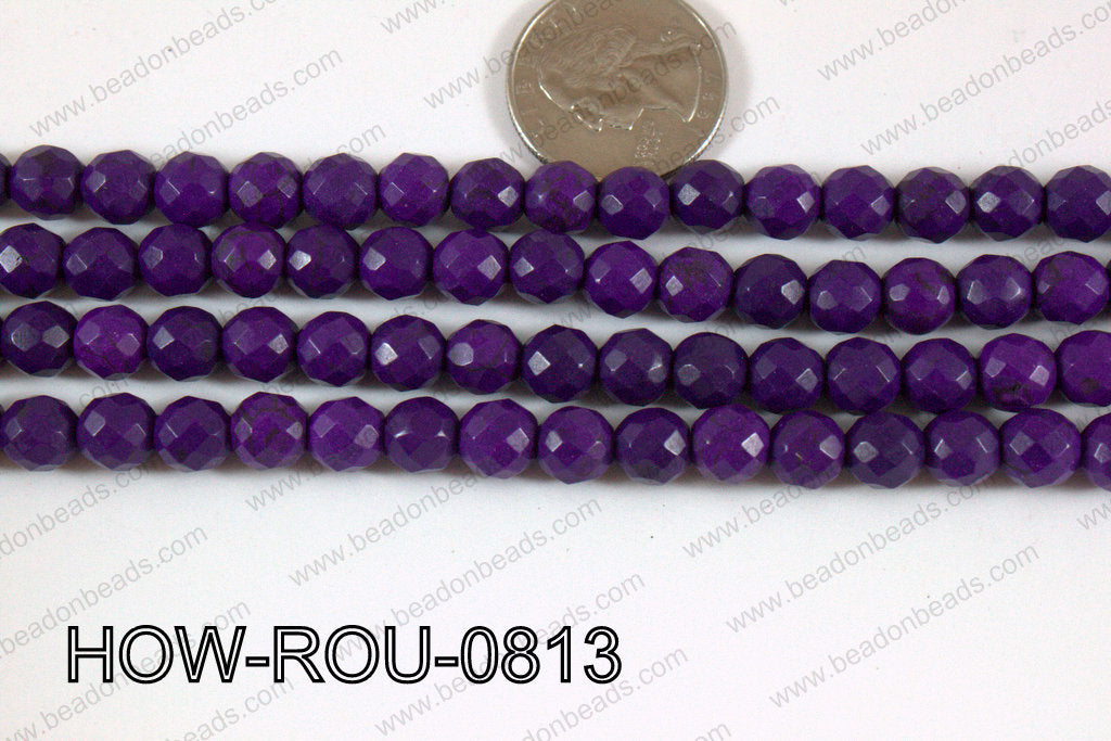 Howlite Round Faceted 32 Cut 08mm HOW-ROU-0813