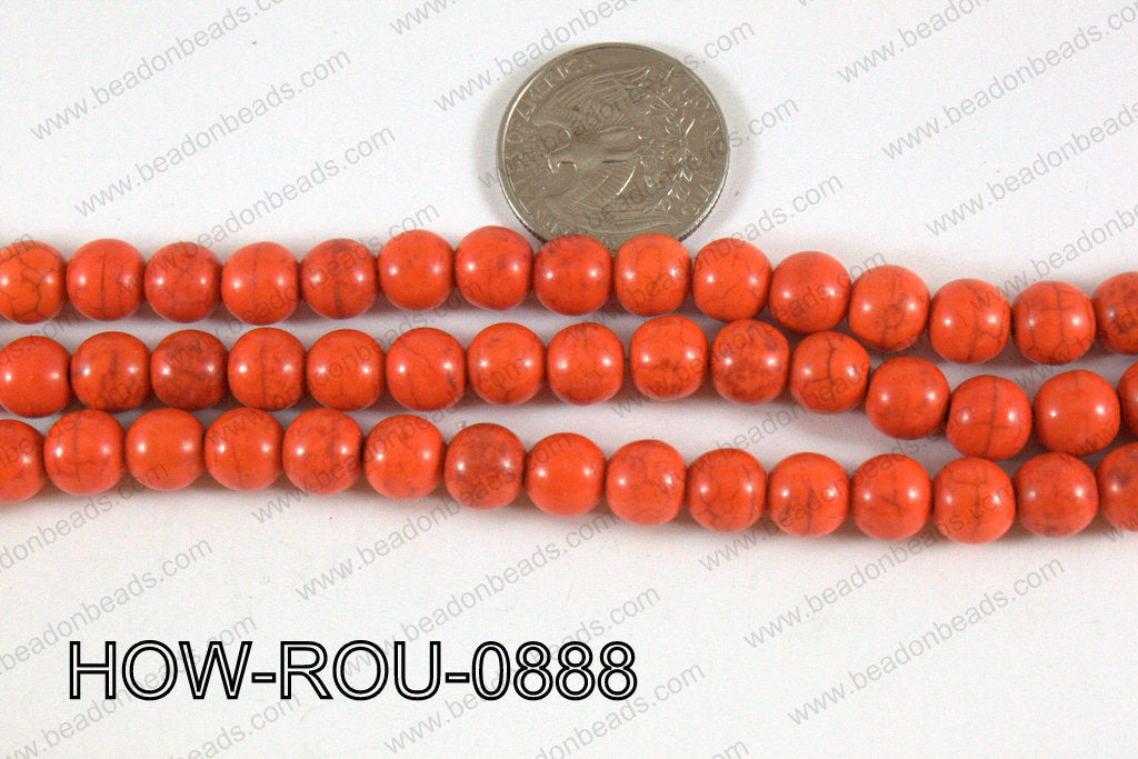 Howlite Round Orange 8mm HOW-ROU-0888