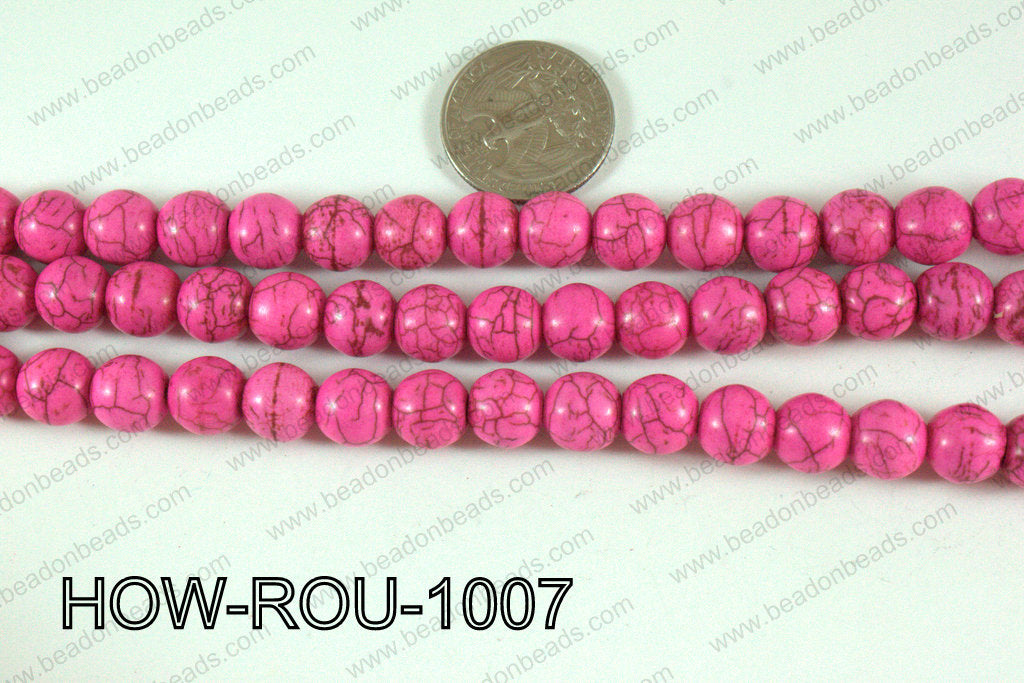 Howlite Round Hot Pink 10mm HOW-ROU-1007