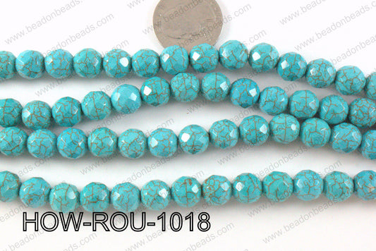 howlite round facted 32 cut turquoise 10mm HOW-ROU-1018