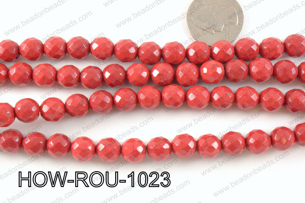 howlite round facted 32 cut red 10mm HOW-ROU-1023
