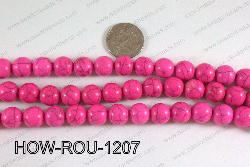 Howlite Round Hot Pink 12mm HOW-ROU-1207