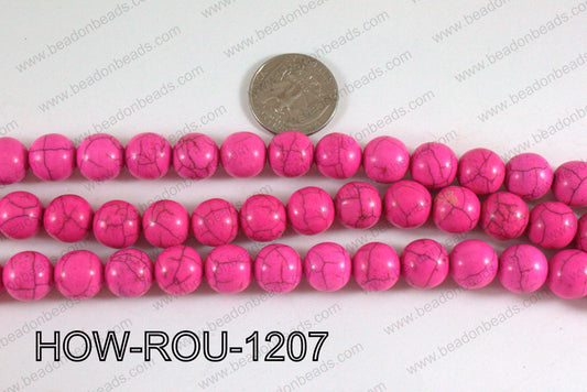 Howlite Round Hot Pink 12mm HOW-ROU-1207