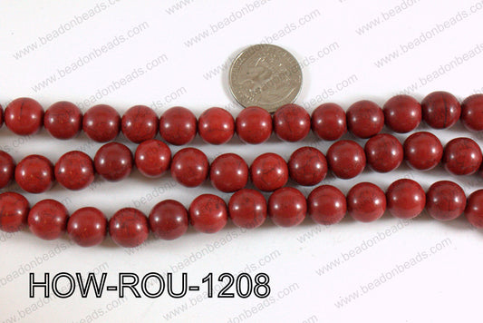 Howlite Round Dark Red 12mm HOW-ROU-1208