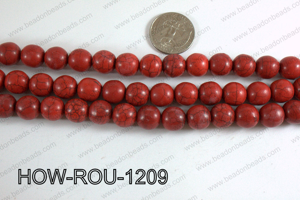 Howlite Round Light Red 12mm HOW-ROU-1209
