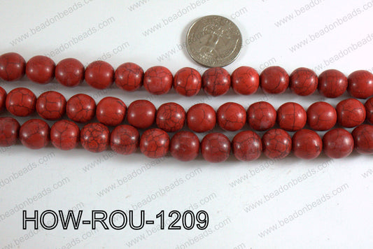 Howlite Round Light Red 12mm HOW-ROU-1209