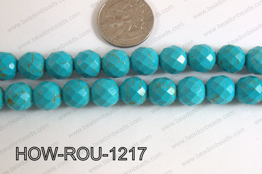 Howlite Round Faceted 32 Cut Turquoise 12mm HOW-ROU-1217