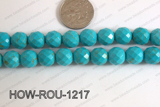 Howlite Round Faceted 32 Cut Turquoise 12mm HOW-ROU-1217