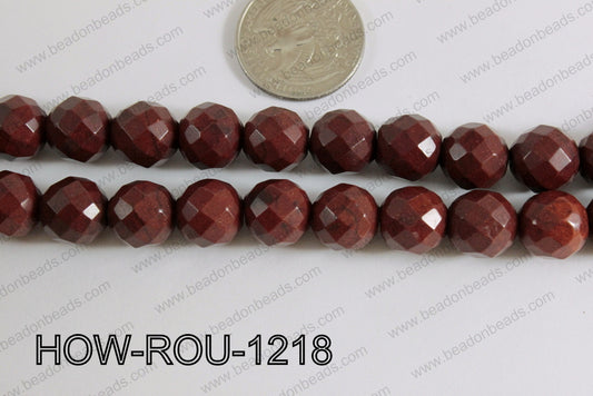 Howlite Round Faceted 32 Cut Brown 12mm HOW-ROU-1218