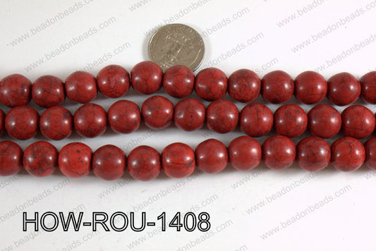 Howlite Round Dark Red 14mm HOW-ROU-1408