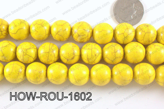 Howlite Round Yellow 16mm HOW-ROU-1602