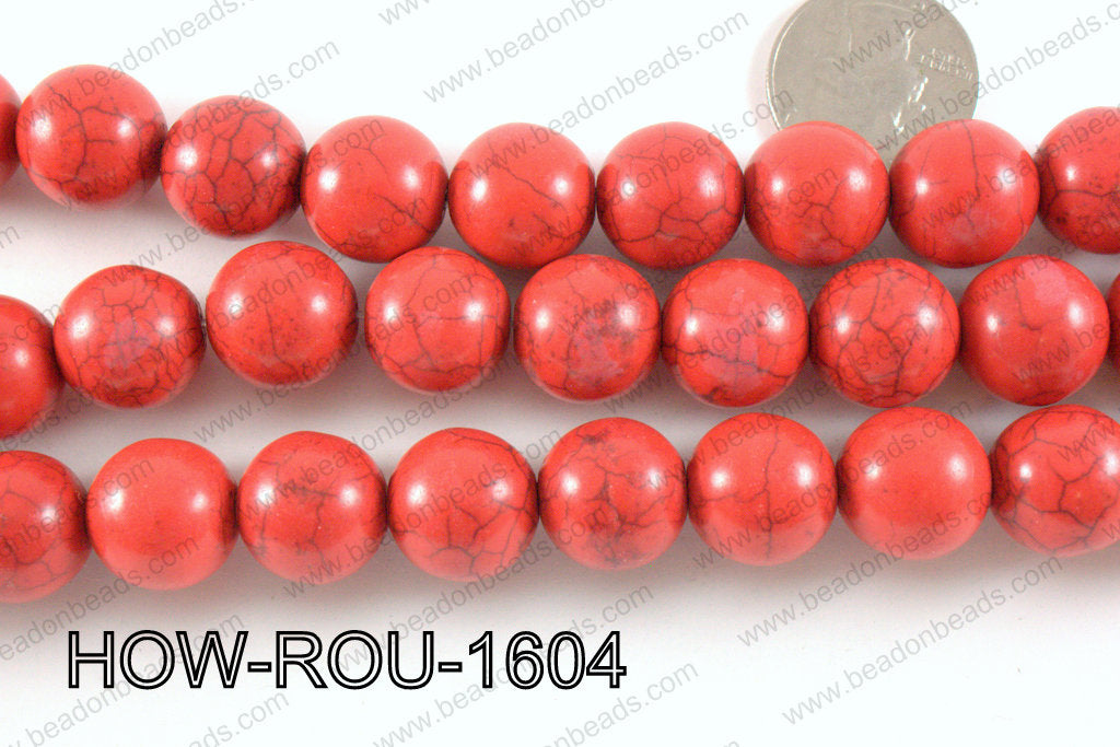 Howlite Round Red 16mm HOW-ROU-1604