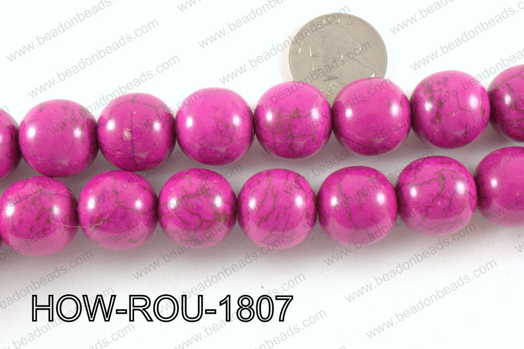 Howlite Round Hot Pink 18mm HOW-ROU-1807
