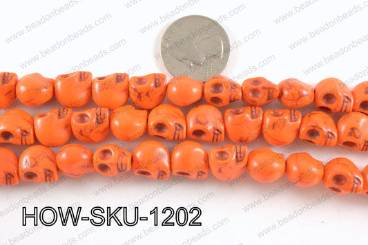 howlite skull orange 10x12mm HOW-SKU-1202