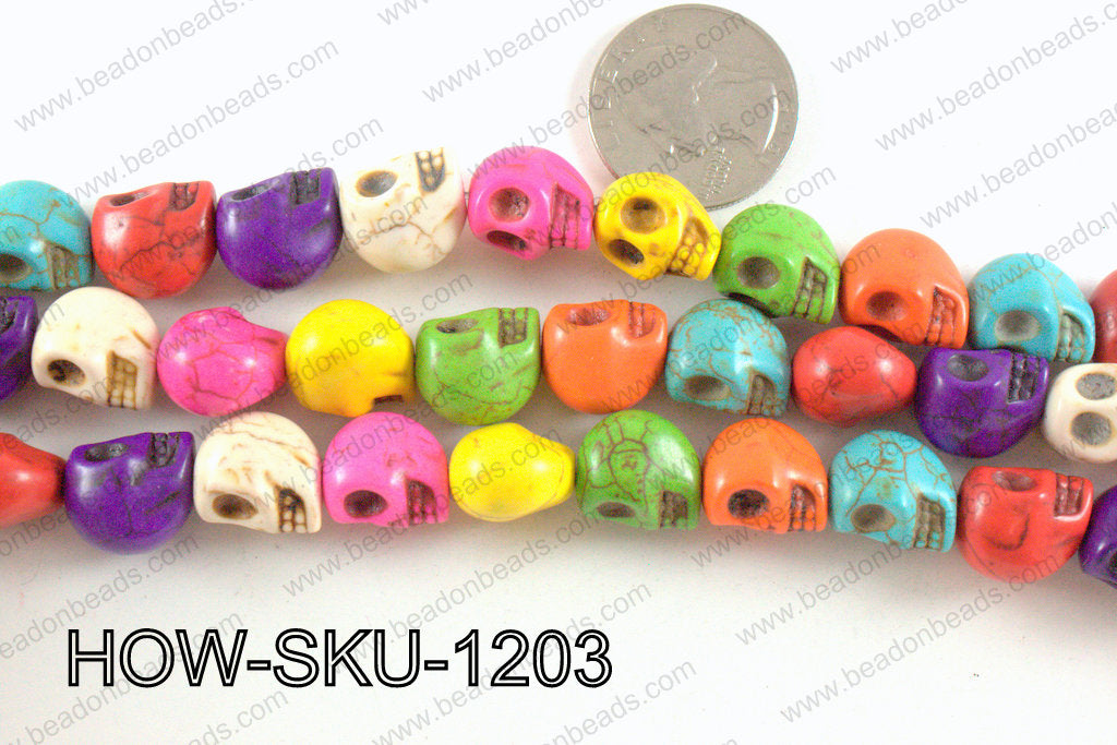 howlite skull multicolor 10x12mm HOW-SKU-1203