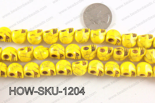 howlite skull yellow 10x12mm HOW-SKU-1204