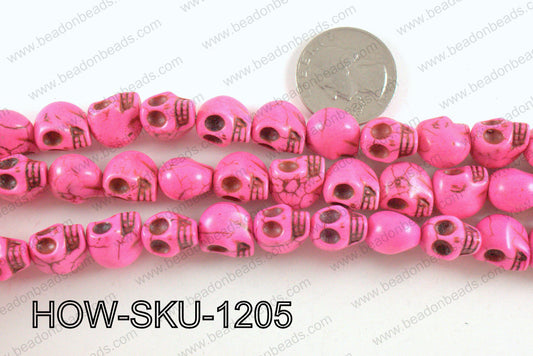 howlite skull hot pink 10x12mm HOW-SKU-1205