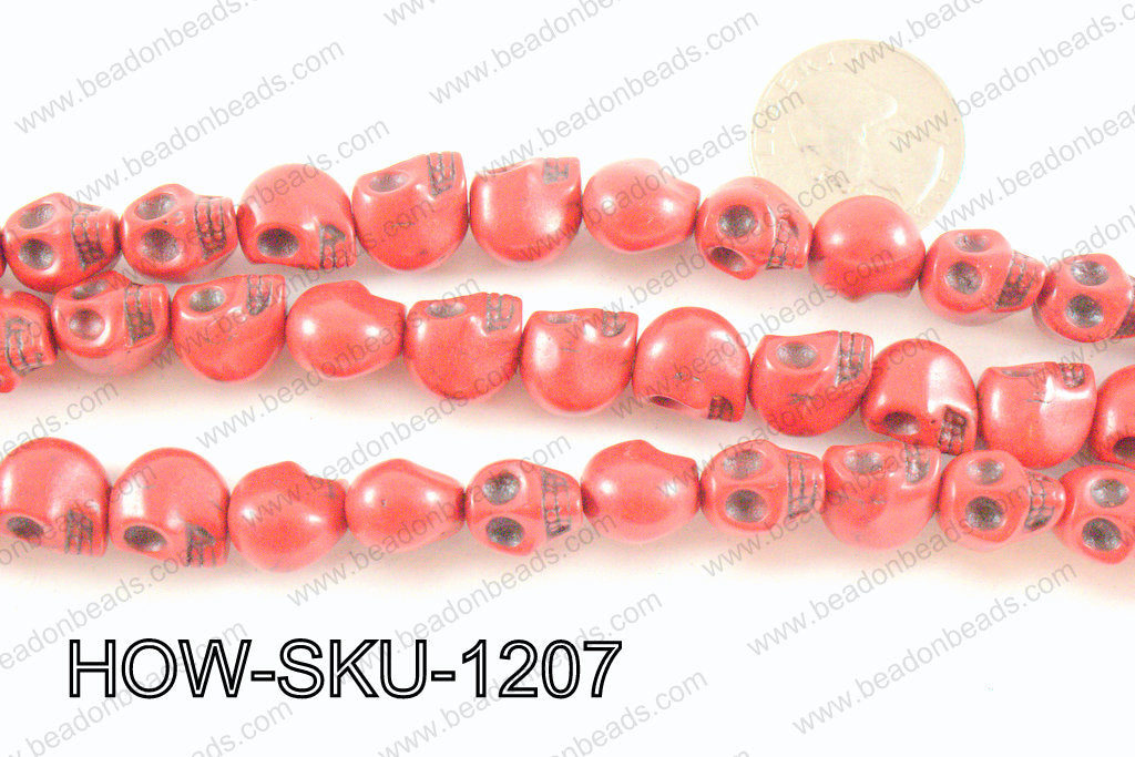 howlite skull red 10x12mm HOW-SKU-1207