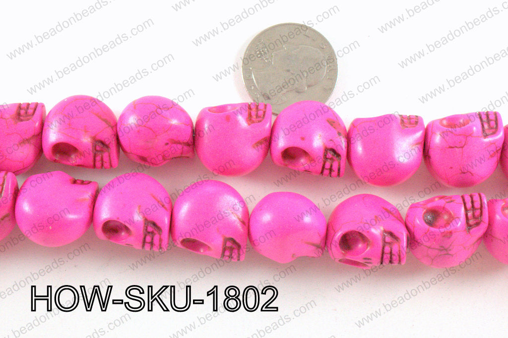 howlite skull hot pink 14x18mm HOW-SKU-1802