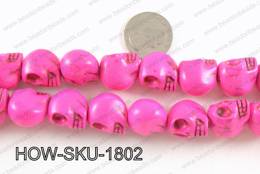 howlite skull hot pink 14x18mm HOW-SKU-1802