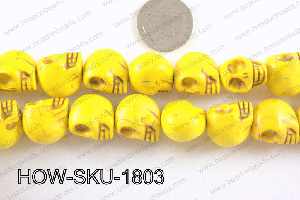 howlite skull yellow 14x18mm HOW-SKU-1803