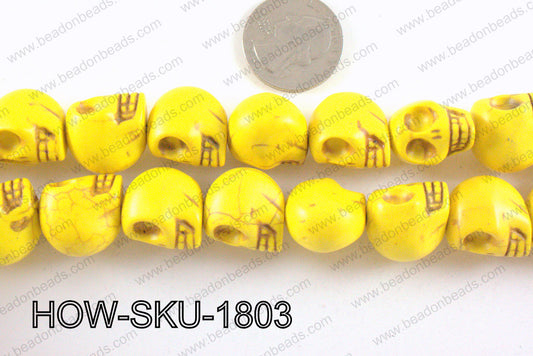 howlite skull yellow 14x18mm HOW-SKU-1803
