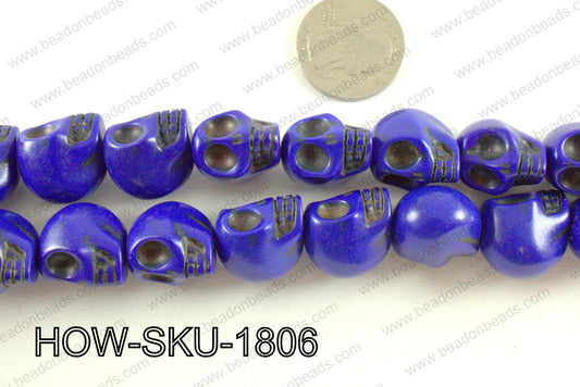 howlite skull dark blue 14x18mm HOW-SKU-1806