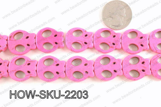 howlite skull hot pink 20x22 mm HOW-SKU-2203