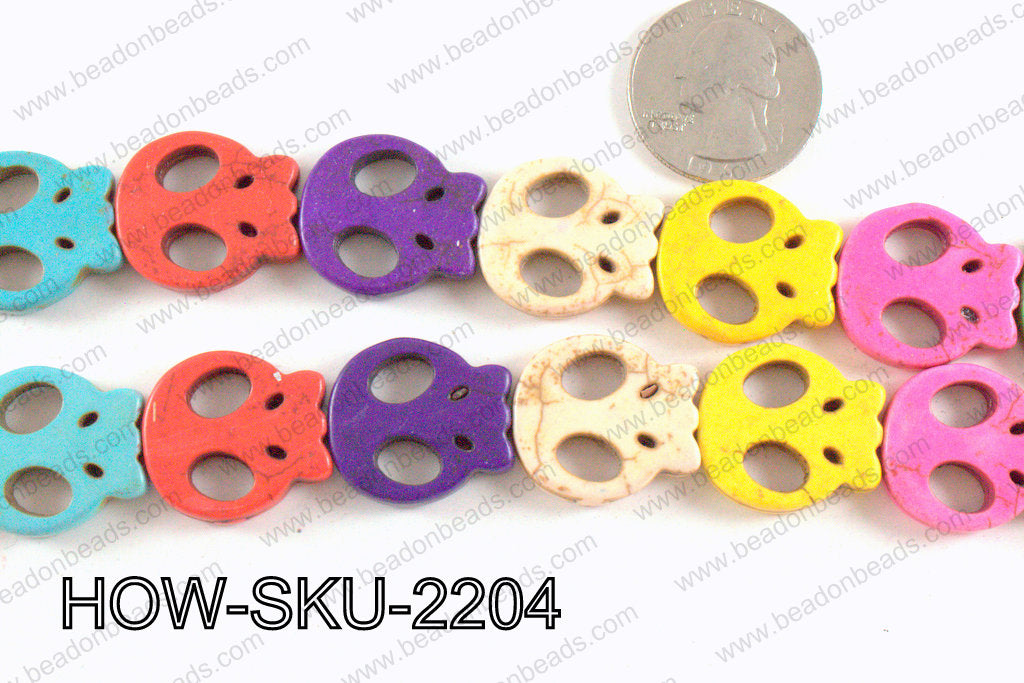 howlite skull multicolor 20x22 mm HOW-SKU-2204