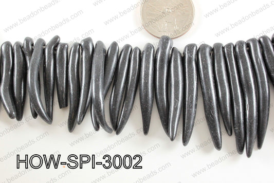 Howlite Spike Black 30x60mm HOW-SPI-3002