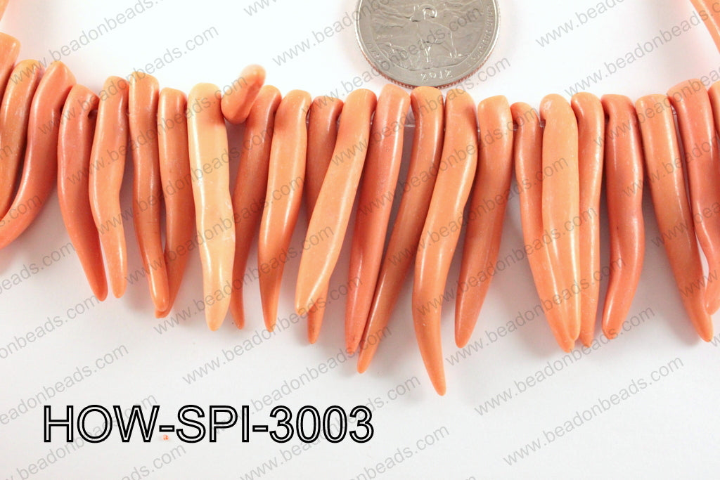 Howlite Spike Peach 30x60mm HOW-SPI-3003